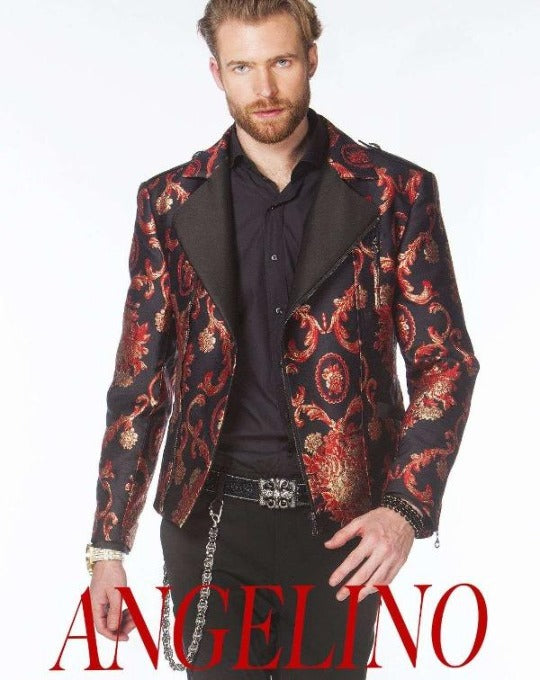 Men's Fashion Jacket - Men's Biker Jacket - V. RED - ANGELINO