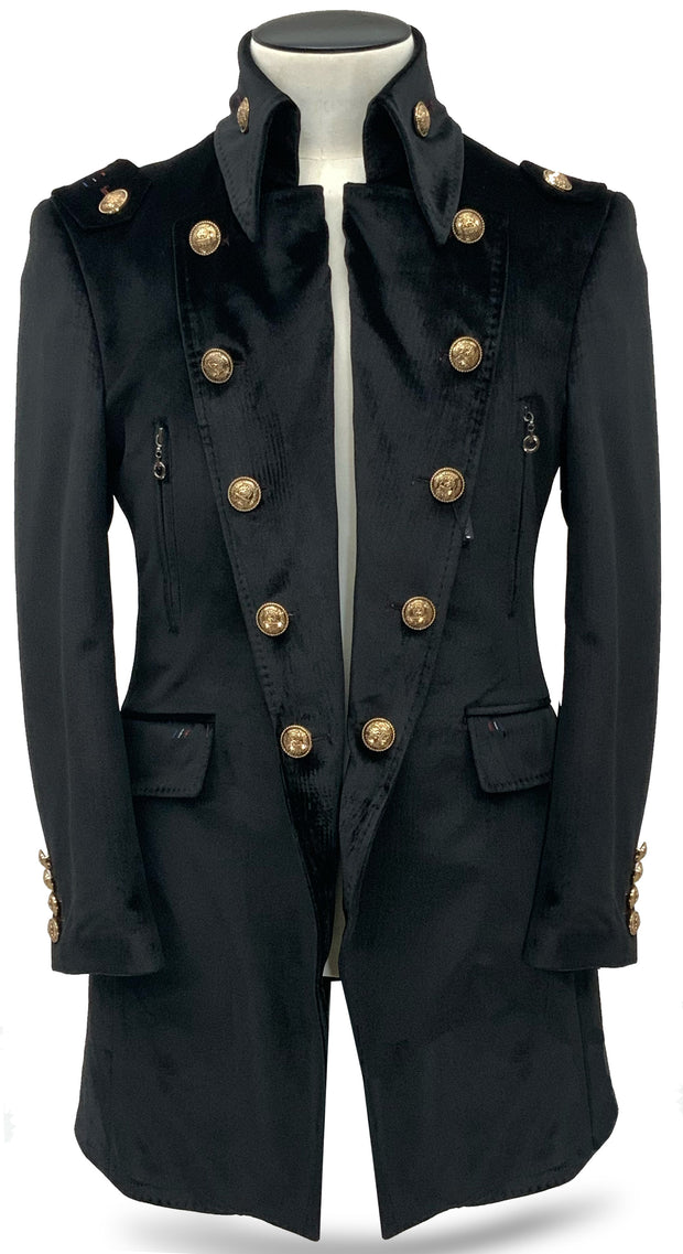 pirates jacket, black velvet with metal buttons