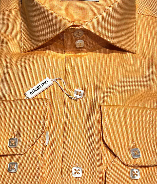 slim fit dress shirt, orange 1 - ANGELINO