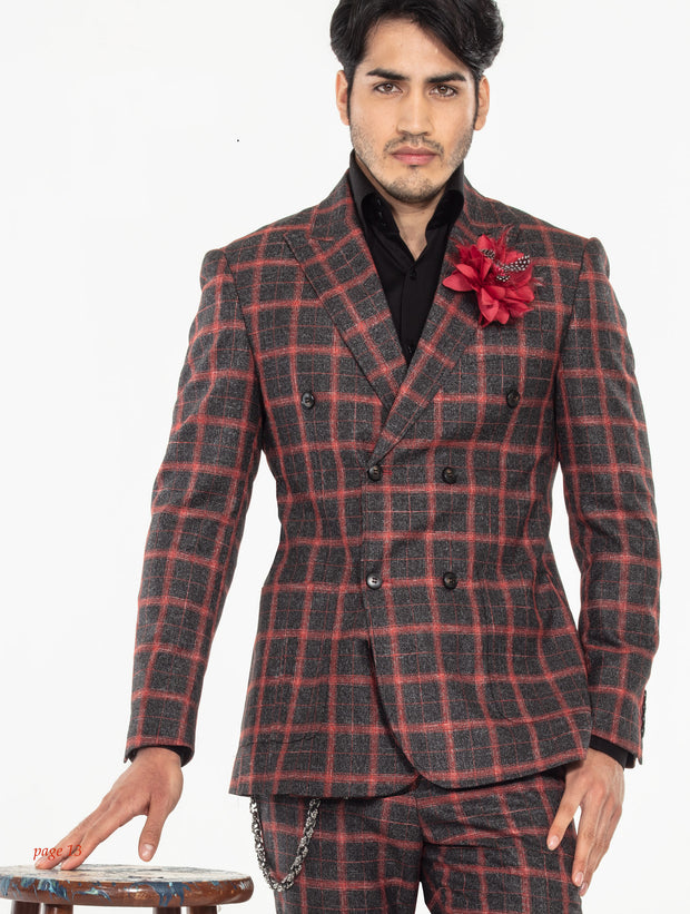 plaid suit black/red, Angelino