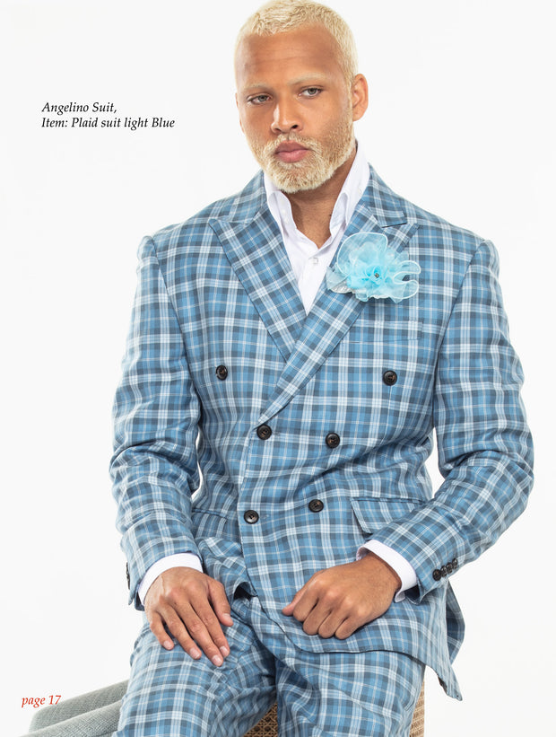 plaid suit light blue, Angelino