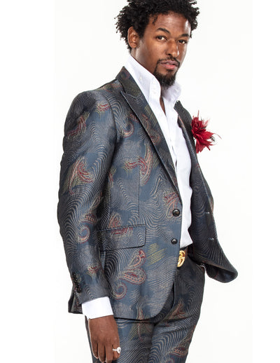 prom suit for guys, paisley blue