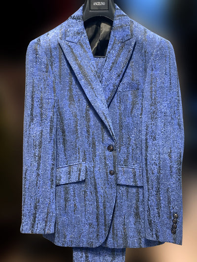 prom suit, herringbone blue, Angelino