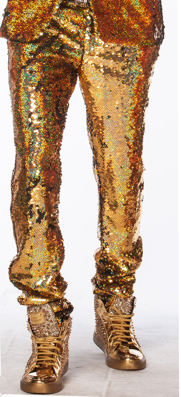 gold sequin pants men, Angelino