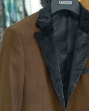 Men's Solid Blazer - VC Brown - Tuxedo blazer - Dinner Jacket - ANGELINO
