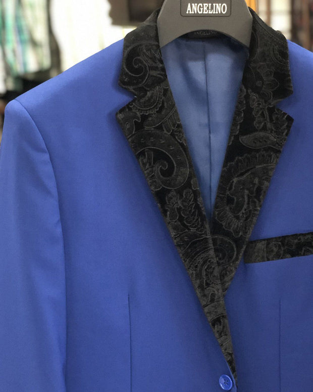 Men's Solid Blazer - VC Sapphire Blue - Tuxedo blazer - Dinner Jacket - ANGELINO