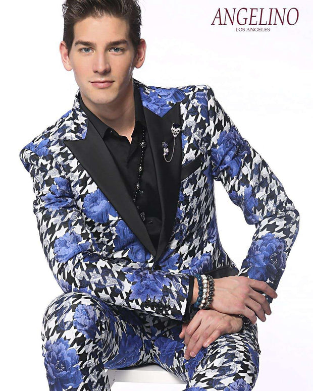 Fashion Blazer for Men, Hounds Flower Blue - Prom - 2020 - Fashion - ANGELINO