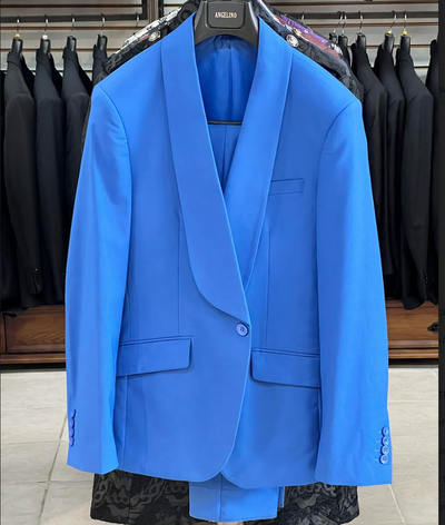 mens blue suit, shawl Lapel, Angelino