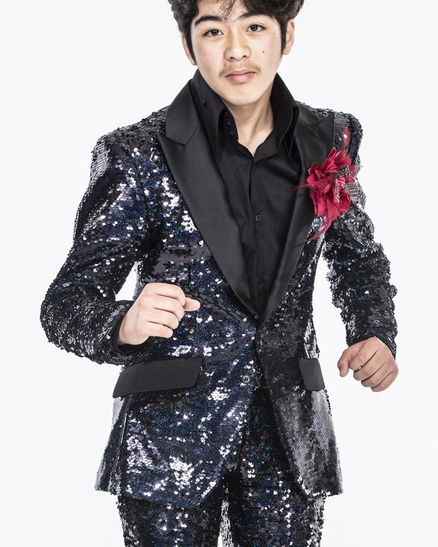 black sequin blazer for men