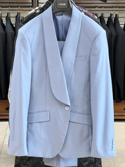 light blue suit for men, shawl lapel, Angelino