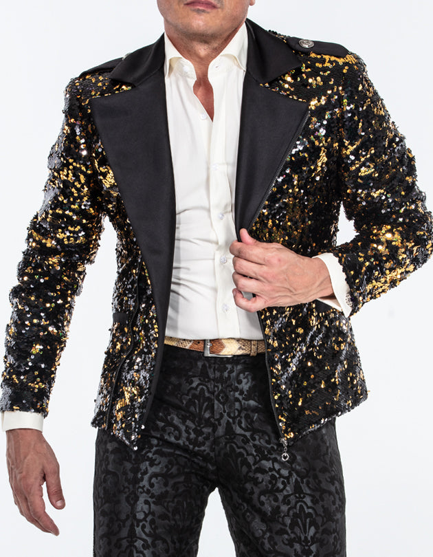 sequin jacket men, bomber gold/black sequin jacket men, bomber gold/black