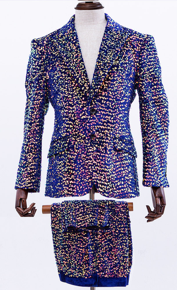 mens sparkly suit blue, Angelino