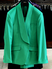 men's green suit, shawl lapel, Angelino