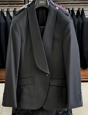 mens black suit, shawl lapel, Angelino