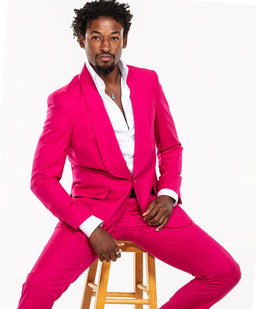 mens suit, Hot Pink shawl Lapel