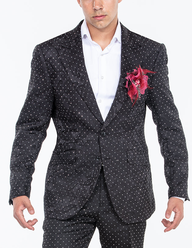 rhinestone Black suit, paisley Design 46 Long rhinestone Black suit, paisley Design 46 Long