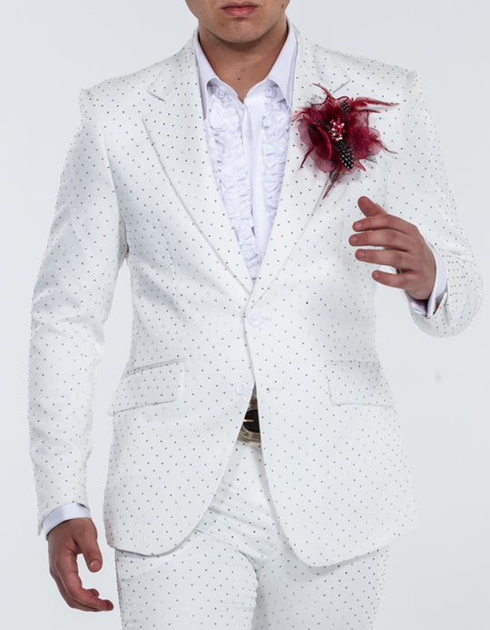 rhinestone suit White 46
