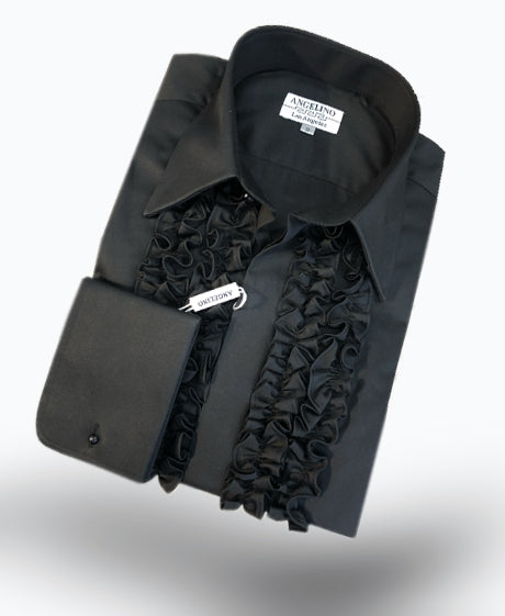 ruffle shirt black color, Angelino