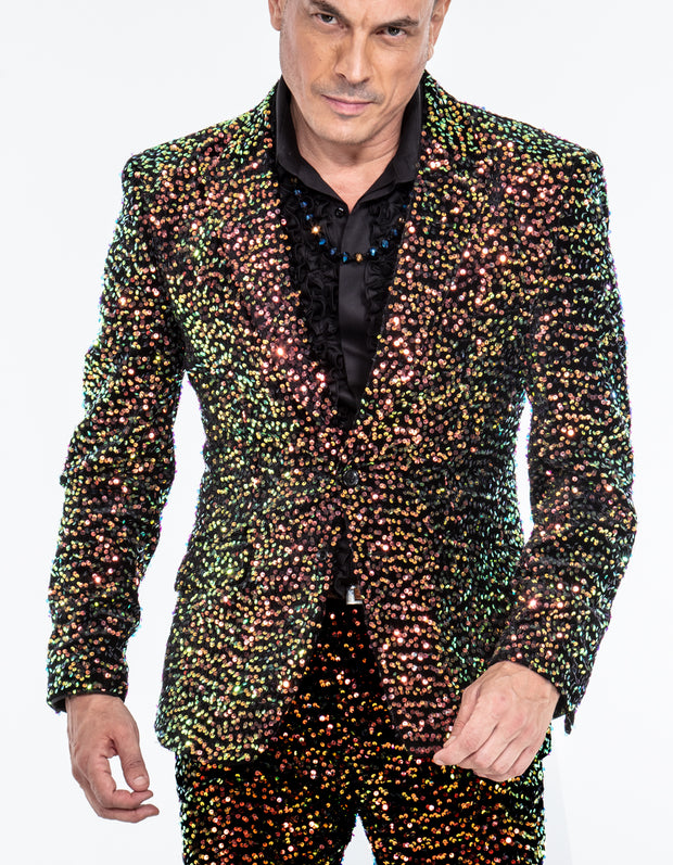 mens sequin blazer, gold/black, Angelino