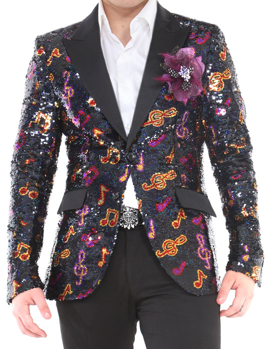 Giacca Uomo Con Paillettes E Motivi Colorati - Blazer Elegante Per Feste E Matrimoni - Foto 9