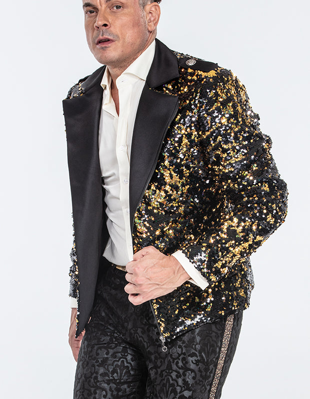 sequin jacket men, bomber gold/black sequin jacket men, bomber gold/black