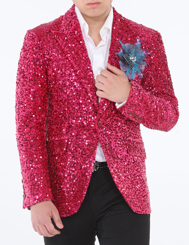 Pink Sequin Blazer Men ETHKIA Mens Sequin Blazer Shiny Glitter