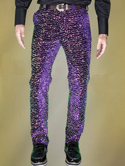 sequin pants men, purple,Angelino