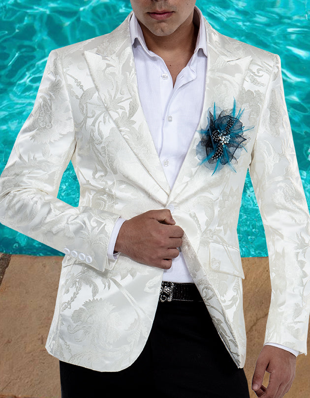 mens fashion blazer, victorian white - Main Image