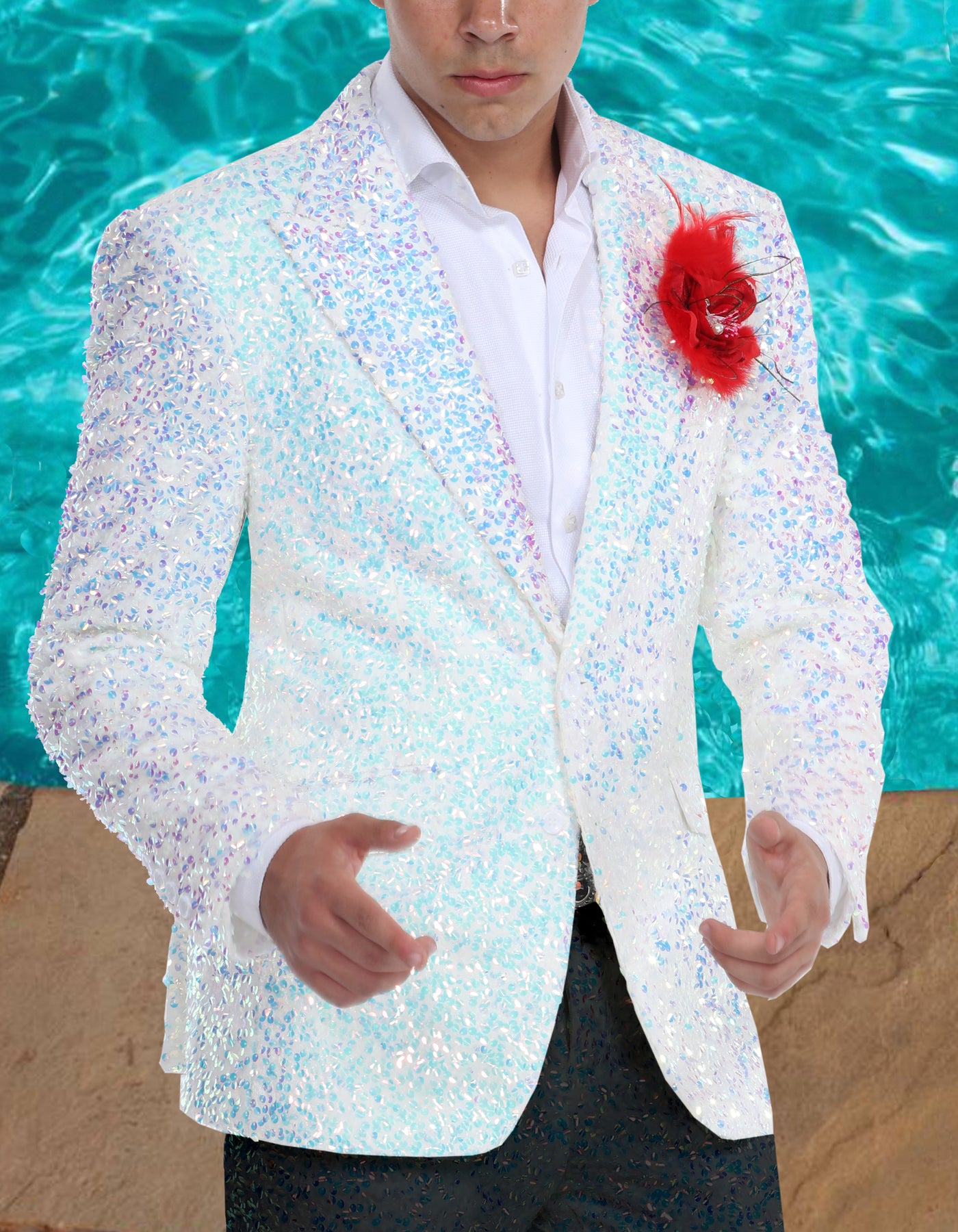 white sequin blazer for men, Sico, C. White white sequin blazer for men, Sico, C. White