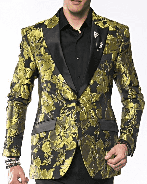 Men's Fashion Blazer and Sport Coat Flower17 Green - ANGELINO