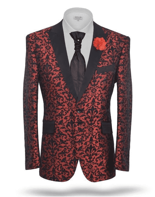 Fashion Blazer, Woven Victorian Rust - Men - Tuxedo - Prom - ANGELINO