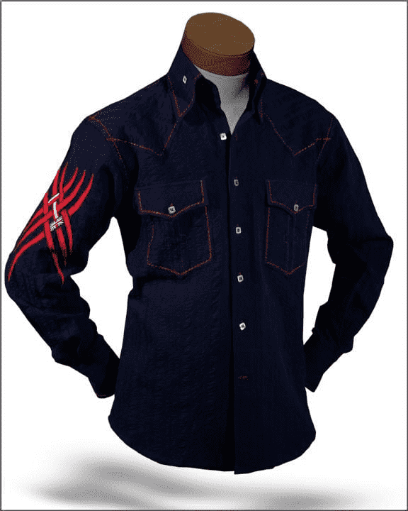 Men's Fashion Shirt Indian Navy/Red - cotton - shirts - Casual - ANGELINO