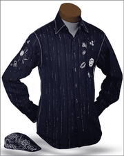 Men's New Fashion Angelino Shirts Amato Navy - ANGELINO