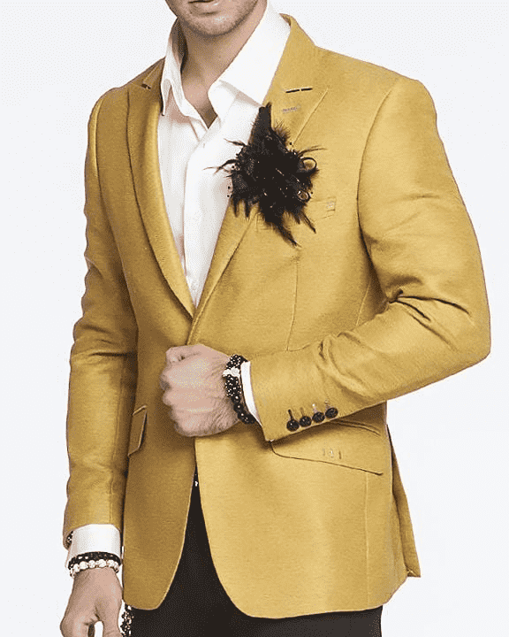 Men's New Fashion Blazer and Sport Coat Peak Gold - ANGELINO