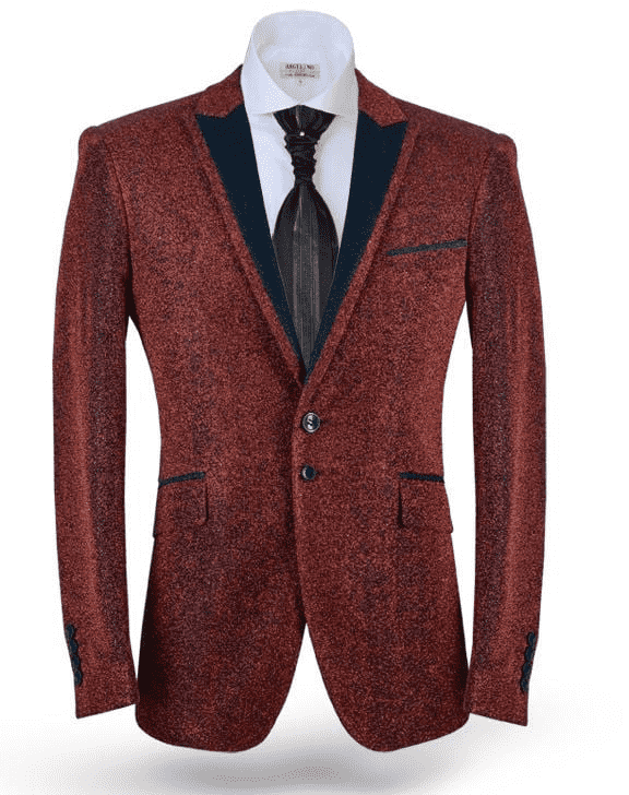 Fashion Blazer, Lurex Red - Mens - Coats - Tuxedo - ANGELINO