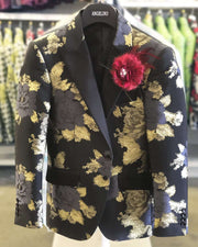 Prom Blazer B. Rose Black/Gold . Tuxedo, Prom - ANGELINO