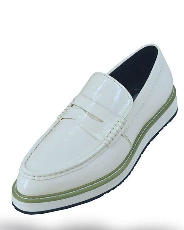 Men's Leather Shoes, Loafer Bahama White - Slip on - Fashion - Men - ANGELINO
