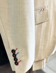 Beige Suit for Men, sleeve and flap pocket
