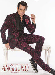 Mens Suits, Burgundy - Prom - ANGELINO