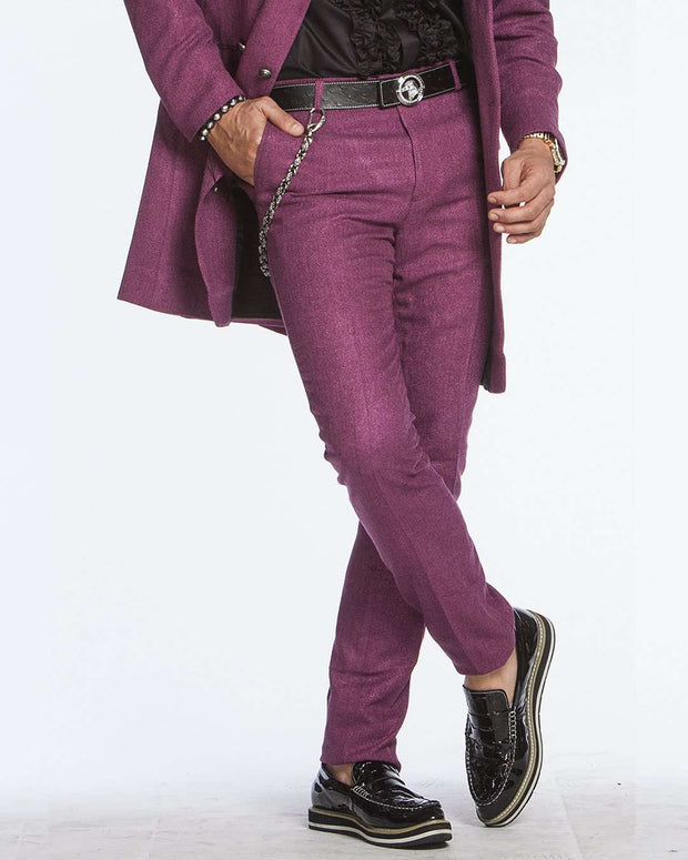 Men's Slim-fit Twill Pants: Como Purple - ANGELINO