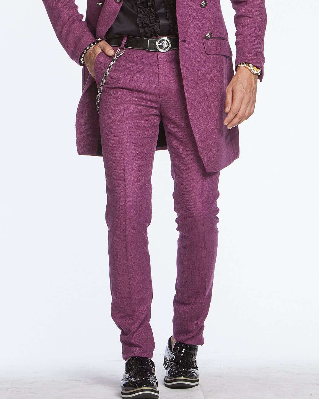 Men's Slim-fit Twill Pants: Como Purple - ANGELINO Men's Slim-fit Twill Pants: Como Purple - ANGELINO