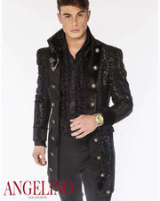 Men's Fashion Long Coat-Cosimo Black - prom - Jackets - Black - ANGELINO