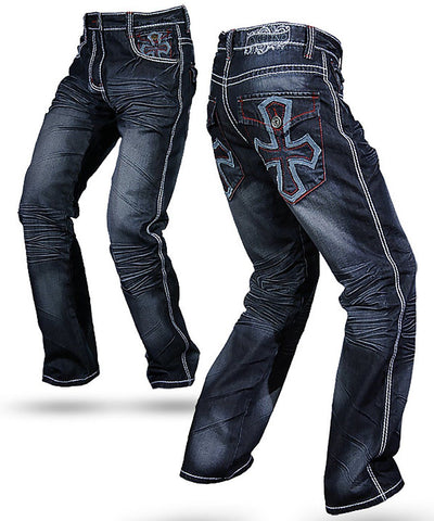 Men's Fashion Denim Jeans Cross Blue - ANGELINO