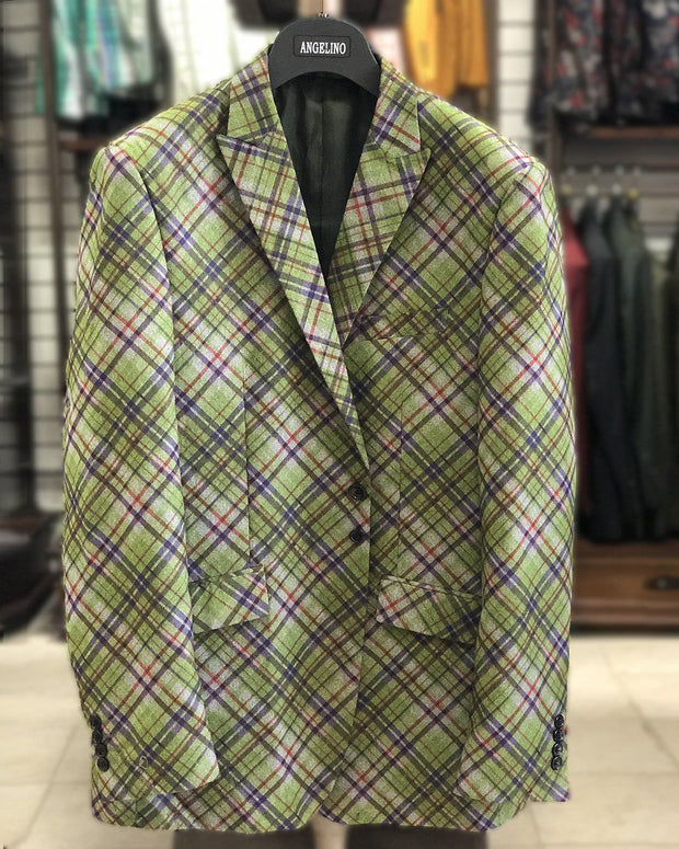 Men's Sport Coat - Elvis Green - Casual Jacket - Plaid blazer for men - ANGELINO