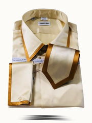 Men's Fashion Silk Shirts SS-A Gold - ANGELINO