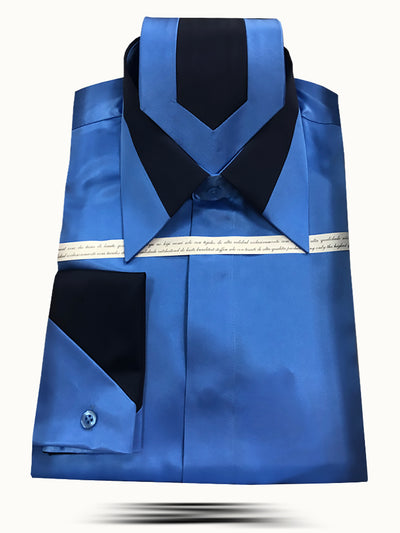 Men's Fashion Silk Shirts SS-B Blue - ANGELINO