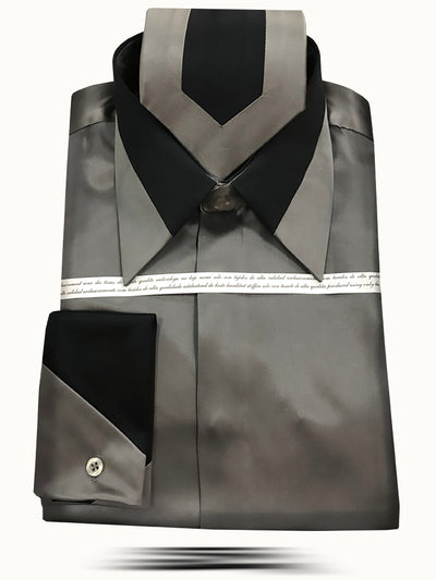 Men's Silk Shirts, SS-B Gray- Fashion-1920-Style - ANGELINO
