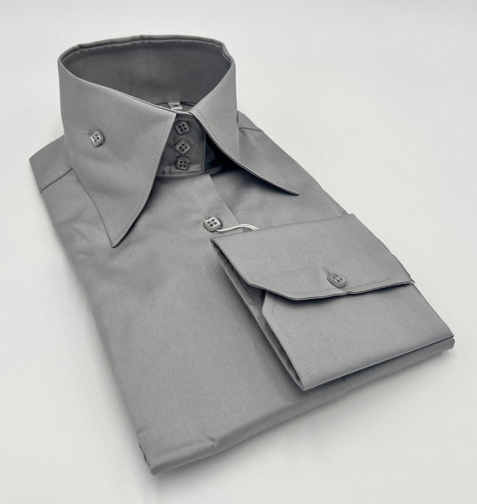 High Collar Shirt Gray, Gray Shirt for men, men's High Collar grey M