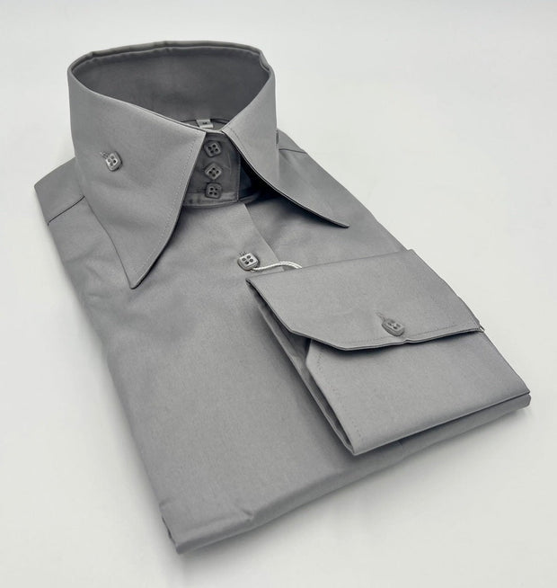 Gray High Collar Shirt for Men