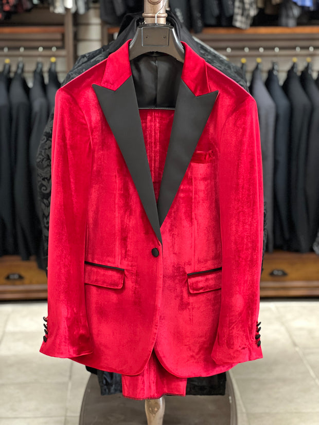 Orange Velvet Slim Fit Red Velvet Suit Mens Set Black Blazer And Pants For  Casual Fashion, Prom, And Plus Size Tuxedo Outfits From Huashengg, $91.49